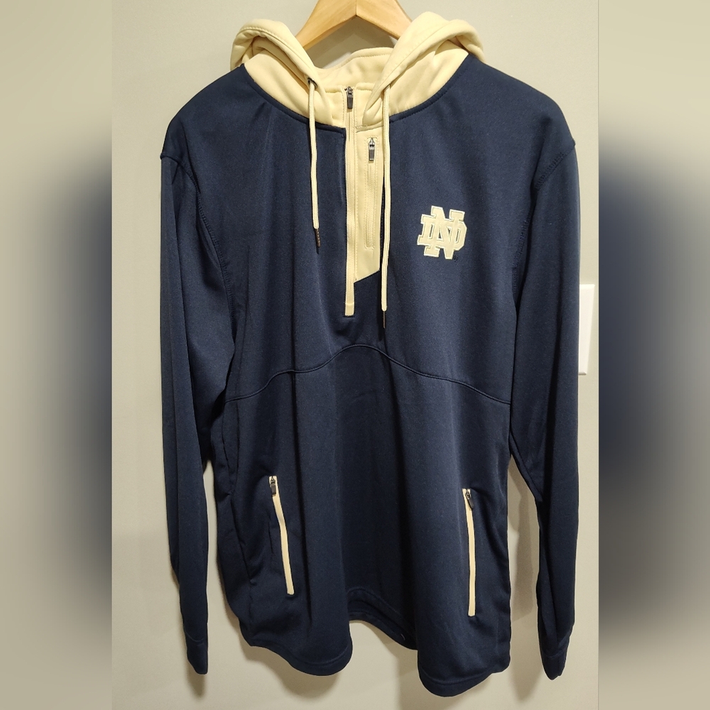 Colosseum Notre Dame Fighting Irish Luge 3.0 Men's Sz XL Navy Quarter-Zip Hoodie
